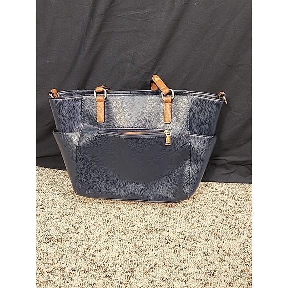 G H Bass & Co Large Tote Shoulder Bag Navy Purse - Picture 4 of 6